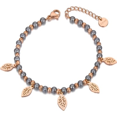 Victoria Filippi Stainless Steel perlový náramek Maccia Leaf chirurgická ocel perla NRB20115/42 Zlatá