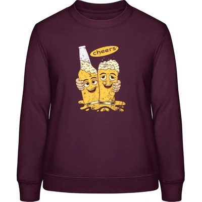 AWDis Sweat mikina Pivní motiv Na zdraví Purpurovočervená