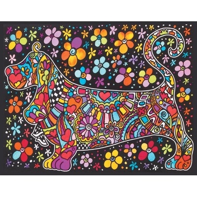Colorvelvet Sametový obrázek Baset 47x35cm COLORVELVET - RC_306625
