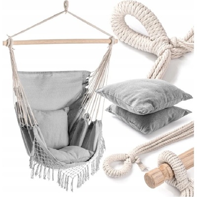 Malatec Brazilské houpací křeslo s třásněmi 20937 - Hamak šedé – Zboží Dáma