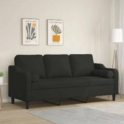 vidaXL 3místná pohovka s polštáři černá 180 cm textil 11461.3200857