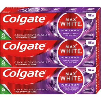 Colgate Max White Purple Reveal bělicí zubní pasta 3x 75 ml