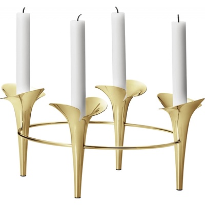 Georg Jensen Nerezový svícen Bloom, zlatý -