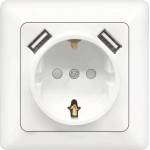 Aigostar - Домашна SCHUKO розетка 250V + 2x USB с бяла рамка (AI2920)