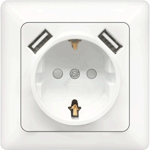 Aigostar - Домашна SCHUKO розетка 250V + 2x USB с бяла рамка (AI2920)