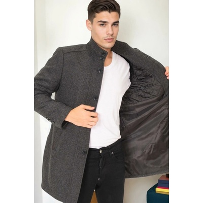 Dewberry PLT9386 MEN'S COAT-DIAGONAL BLACK-ANTHRACITE