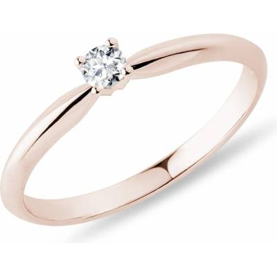 KLENOTA Jemný zásnubní prstýnek s diamantem v růžovém zlatě R0300204