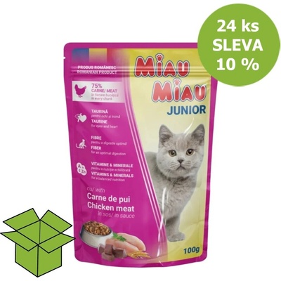 Miau Miau Cat Junior kuracie v omáčke 24 x 100 g
