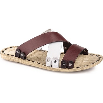 Grand Polo Club Gpc polo Мъжки кожени чехли - Бордо/Бяло 81054487 (264957_Тъмно кафяв)