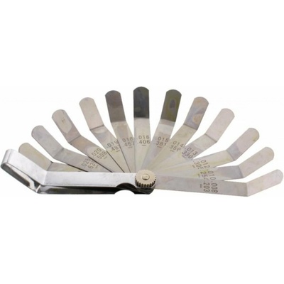 Ventilové - spárové měrky zahnuté, palcové 0.008"- 0.026", 12 listů
