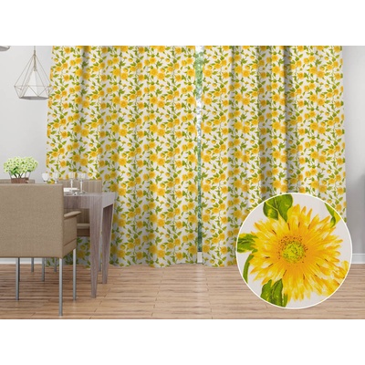 Biante Bavlněný závěs Sandra SA-602 Slunečnice na bílém 150x210 cm