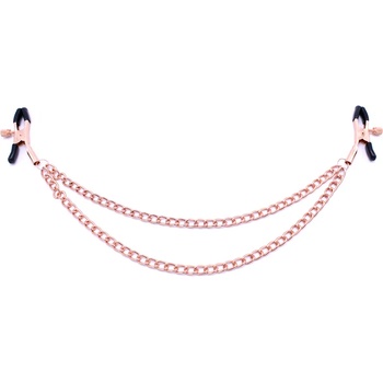 Image 1 of Kiotos Nipple Clamps Double Chains Rose Gold