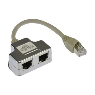Rozbočovací adaptér RJ45 cat.5e stíněný FTP 2 zásuvky / 1 zástrčka