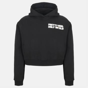 Pretty boy ugly world Суичър PRETTY BOY UGLY WORLD Women's Cotton Long Sleeve Cropped Oversized Fit Hoodie - Black/Multi