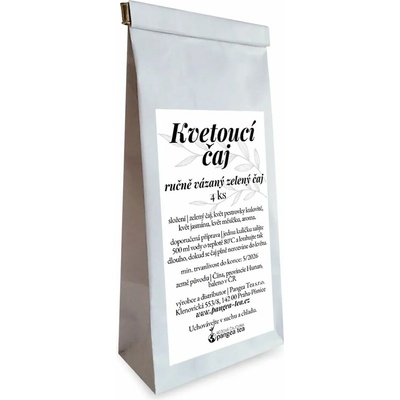 Růžová čajovna Pangea Tea Kvetoucí čaj ručně vázaný zelený čaj s květy 4 ks