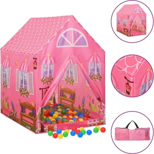 vidaXL Детска палатка за игра, розова, 69x94x104 см (93681)