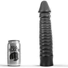 All Black Large Dildo with Ribbed Shaft 26 cm