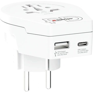 SKROSS Адаптер SKROSS World to Europe 1500295E, USB, Бял (SKROSS-1500295E)