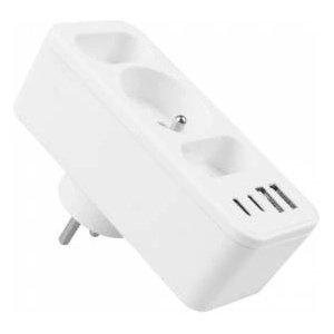 Maclean Power socket x3 + 4xUSB Maclean, splitter with 3 sockets, 2xUSB A, 2xUSB C PD 20W, 1x16A + 2x6A, MCE248 F/W