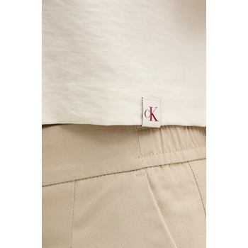 Calvin Klein Риза Calvin Klein Jeans дамска в бежово със свободна кройка с класическа яка J20J225353 (J20J225353)