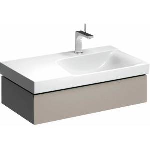 Geberit Долен шкаф за мивка с окачен плот, десен сифон Geberit Xeno2 greige 1 чекмедже 88 см (500.514.00.1)