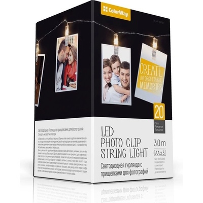 ColorWay LED foto reťaz СolorWay so štipcami 3m 20led USB CW-LCP-20L30BU