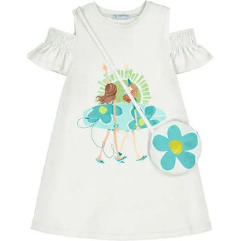 Mayoral Бяла рокля cut out с чанта за мини момиче Mayoral