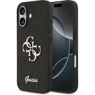 GUESS Калъф GUESS, PU Fixed Glitter 4G Metal Logo за iPhone 17, черен (GUHCP17SHG4SGK)