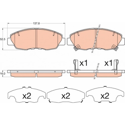 Sada brzdových platničiek kotúčovej brzdy TRW GDB3609