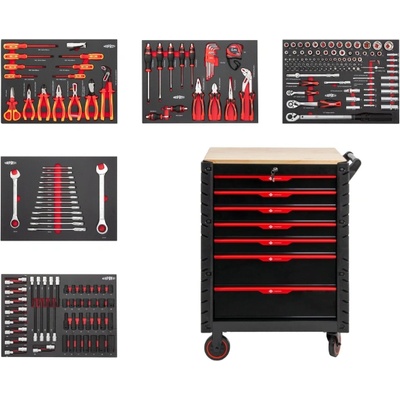 Airpress Професионална количка за работилница с инструменти 217бр - 7 чекмеджета 79169 (79169)