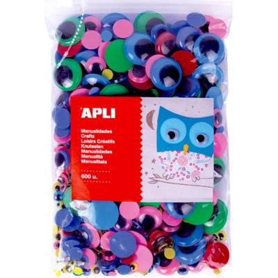 Kulaté oči Apli Moving eyes, Jumbo pack, nelepicí, mix velikostí a barev, 600 ks