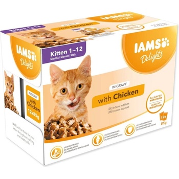 IAMS Delights Kitten kura v omáčke multipack 12 x 85 g