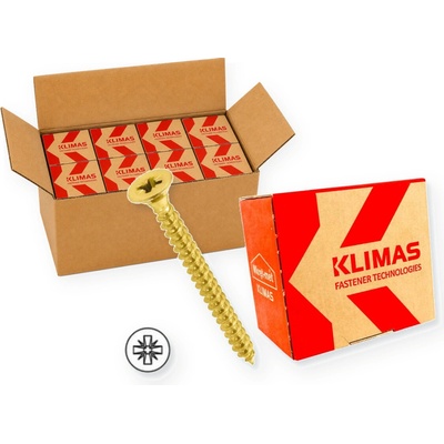Klimas Wkret-Met 6x160mm - 1 Kartón (8x100 ks) - PZ Skrutky do dreva so zapustenou hlavou (krížové), KMH