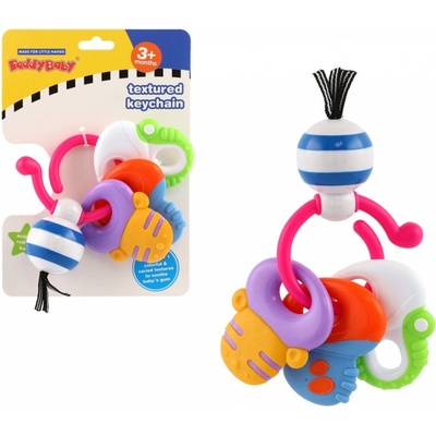 Teddies chrastítko/kousátko přívěsek s tvary plast 14x11cm
