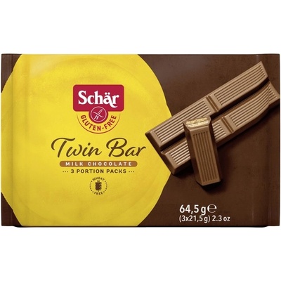 Schär SCHAR BEZLEPKOVÉ TYČINKY V ČOKOLÁDĚ TWIN BAR 64,5 g 3x21,5 g