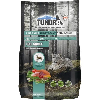 TUNDRA Adult Cat - висококачествена храна за пораснали котки от всички породи, БЕЗ ЗЪРНО, с пуйка и дивеч, Боровинки, Моркови и Ябълки - 272 гр, Германия - 17236