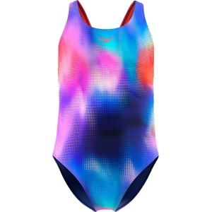 Speedo Детски бански костюм Speedo Kid's Print Leaderback Swimsuit - Post It Pink - размер 140 (EU) (750-3084-0113)