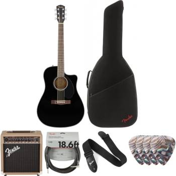 Fender CD-60SCE Dreadnought WN Deluxe SET Black Електро-акустична китара Дреднаут