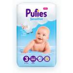 pufies Sensitive Бебешки пелени №3 Midi, 6-10 кг, 186 бр (PUFIES-PS3186N)