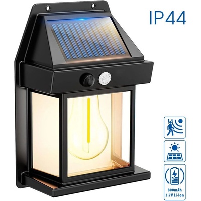 VIVALUX Соларно фасадно LED тяло със сензор CABANA SOLAR LED ∙ PIR ∙ 3000K ∙ IP44 | Външно осветление Vivalux (VIV005145)