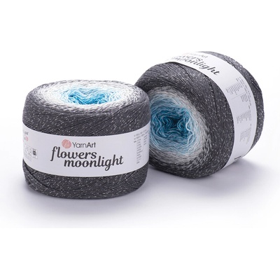 Yarn Art Příze Flowers Moonlight 3251 tyrkys, smetanová, světle šedá, tmavě šedá