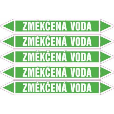 Grafiko | Změkčená voda - dle ČSN 13 0072 - Materiál fólie s ochrannou laminací, Rozměr aršík 5ks šipka 350x52mm