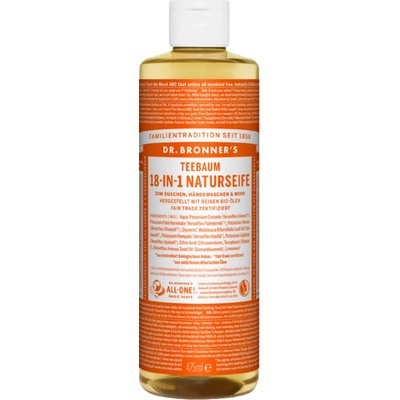 Dr. Bronner's přírodní tekuté mýdlo s tea tree 18v1 475 ml