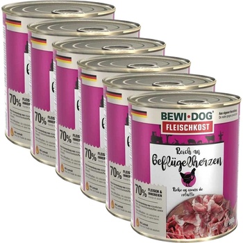 Bewi Dog консерви - Пилешки сърца 6 x 800 г