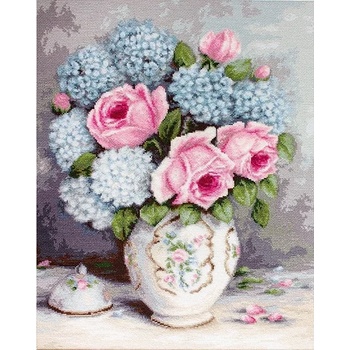 Luca-S Рози и хортензии - гоблен със схема bА2322