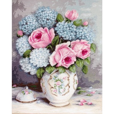 Luca-S Рози и хортензии - гоблен със схема bА2322