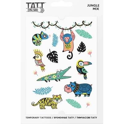 Vodeodolné dočasné tetovačky pre deti Džungľa TATTonMe mix