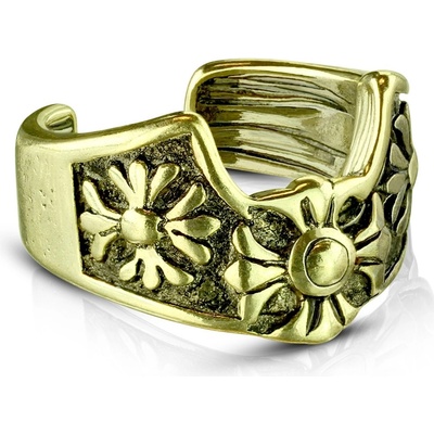 Šperky4U zlacený falešný piercing do ucha klips s květinami FP1013-GD