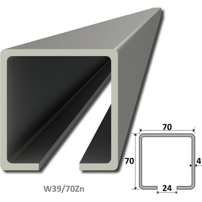 C profil 70 x 70 x 4 x 7000 mm, pozinkovaný