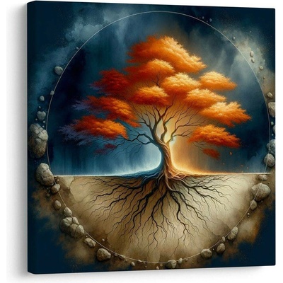 Obraz podzimní strom života s kořeny - 40x40